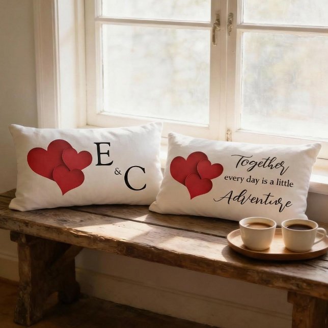 Personalized Together Every Day Adventure Monogram Lumbarkudde (Skapare uppladdad)