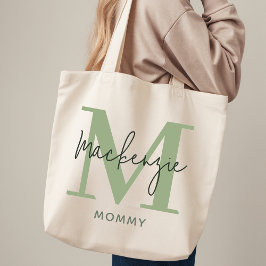 Personalized Tote Bag Sage Green Gift for New Mom Tygkasse