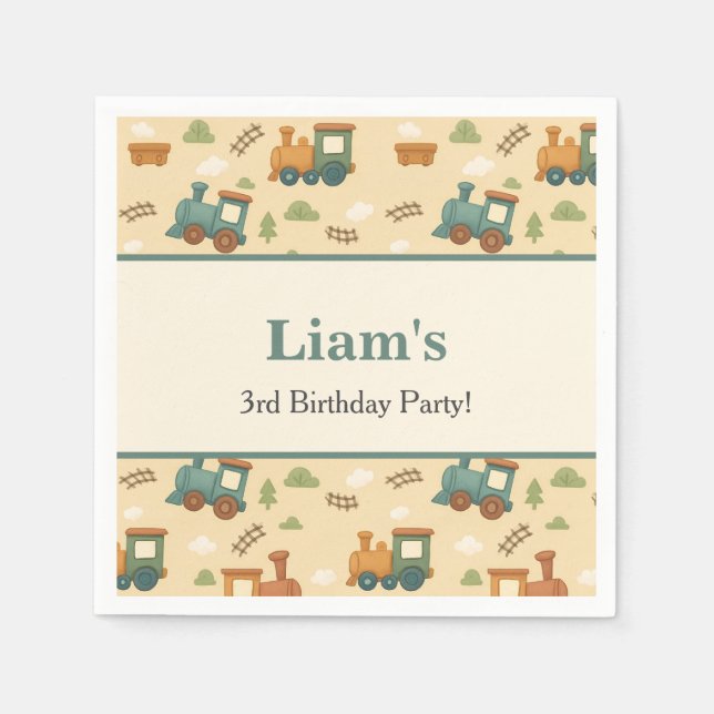Personalized Train Birthday Party  Pappersservett (Framsidan)