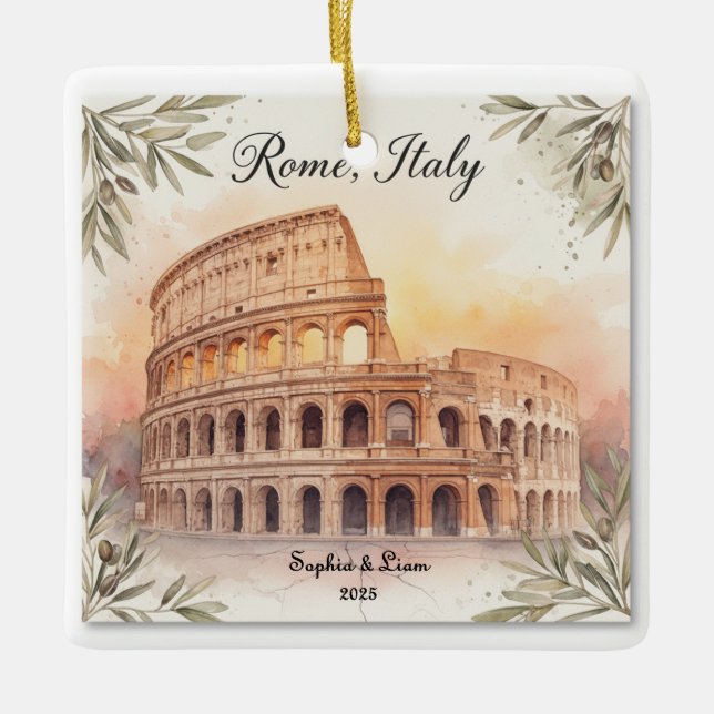 Personalized Travel Honeymoon or Vacation Keepsake Julgransprydnad Keramik (Framsida)