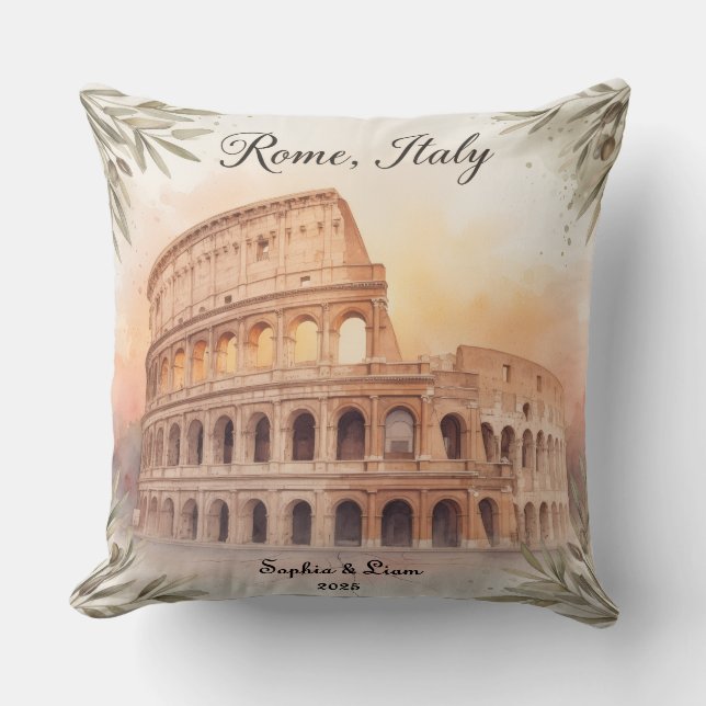 Personalized Travel Honeymoon or Vacation Keepsake Kudde (Framsida)