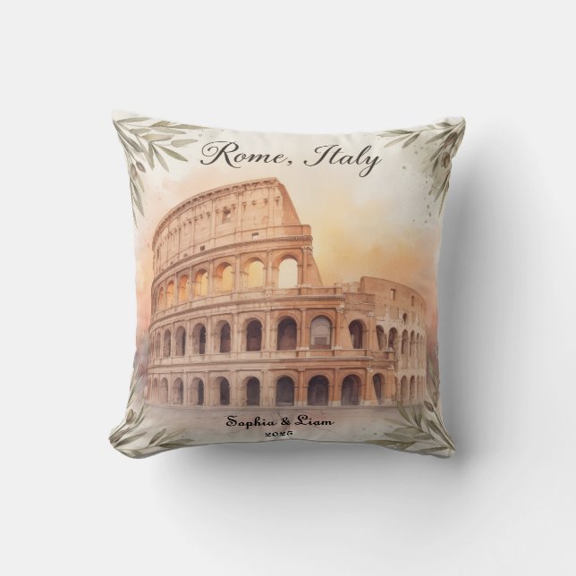 Personalized Travel Honeymoon or Vacation Keepsake Kudde (Framsida)