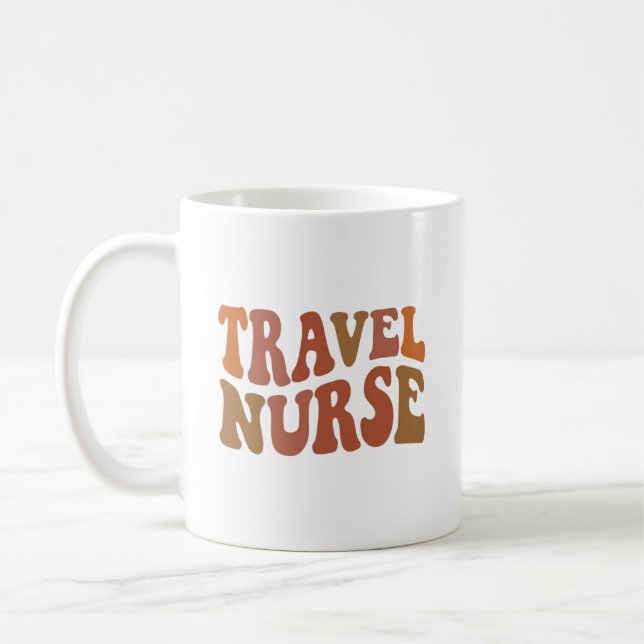 Personalized Travel Nurse Retro Typography Kaffemugg (Vänster)