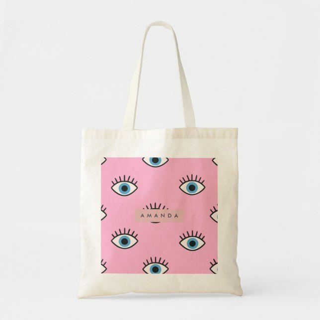 Personalized Trendy Evil Eye Pop Art Pattern Tygkasse (Framsidan)