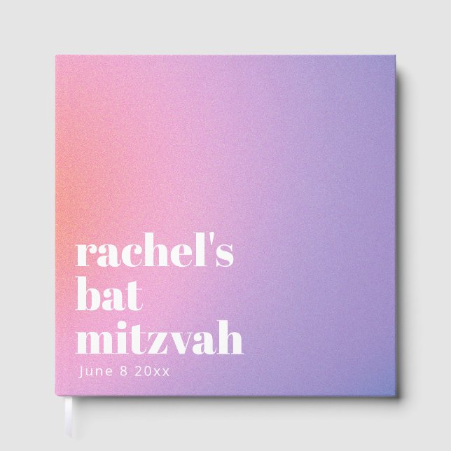 Personalized Trendy Lavender Purple Bat Mitzvah Gästböcker (Framsida)