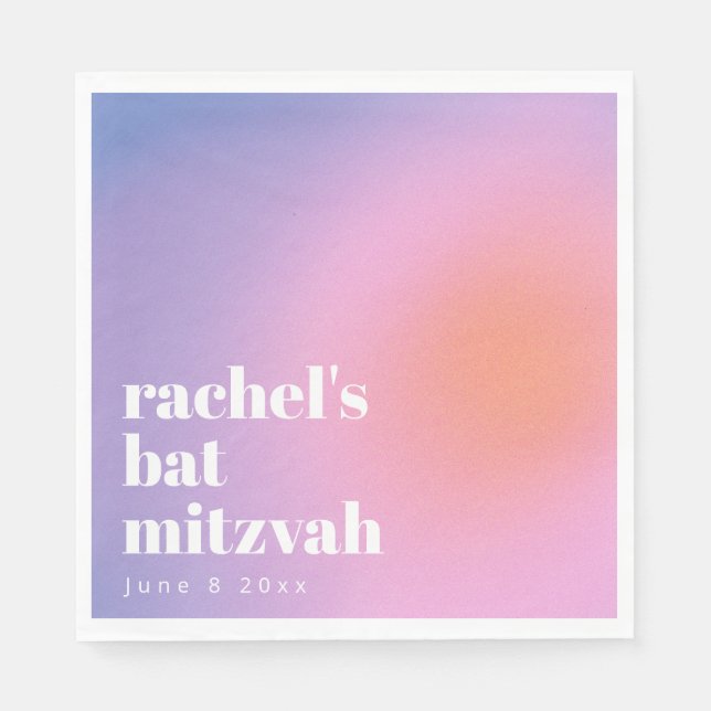 Personalized Trendy Lavender Purple Bat Mitzvah Pappersservett (Framsidan)