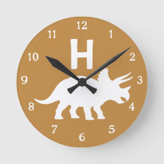 Personalized Triceratops Kids Wall Clock Neutral Rund Klocka