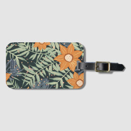 Personalized Tropical Floral Leaves Bagagebricka