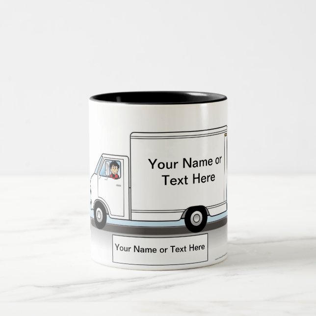 Personalized Truck Driver, Delivery - Male Cartoon Två-Tonad Mugg (Center)