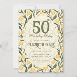 Personalized Tulip Themed Birthday Inbjudningar