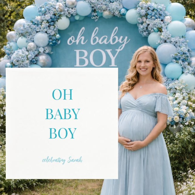 Personalized Turquoise Oh Baby Boy Shower Napkins Pappersservett (Skapare uppladdad)