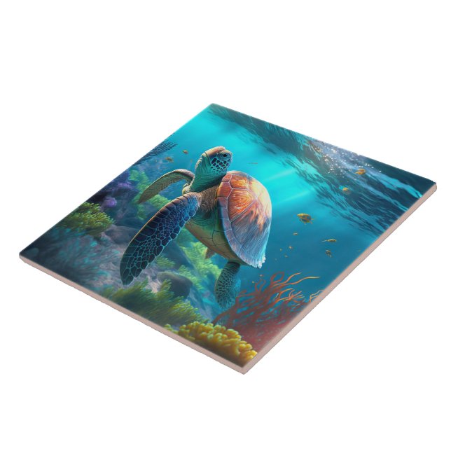 Personalized Turtle Image Classic Ceramic Art Tile Kakelplatta (Sidan)