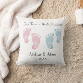 Personalized Twin Baby Footprint Pillow Kudde