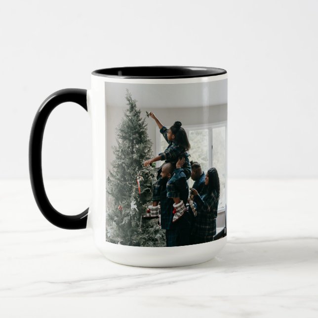 Personalized Two Sided Family Christmas Photo  Mugg (Vänster)
