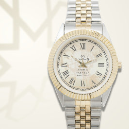 Personalized Two-Tone Couple’s Heartline Armbandsur