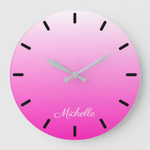 Personalized two-tone gradient ombre hot pink stor klocka