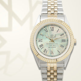 Personalized Two-Tone Watch ∣ Aqua Marble Gift Armbandsur