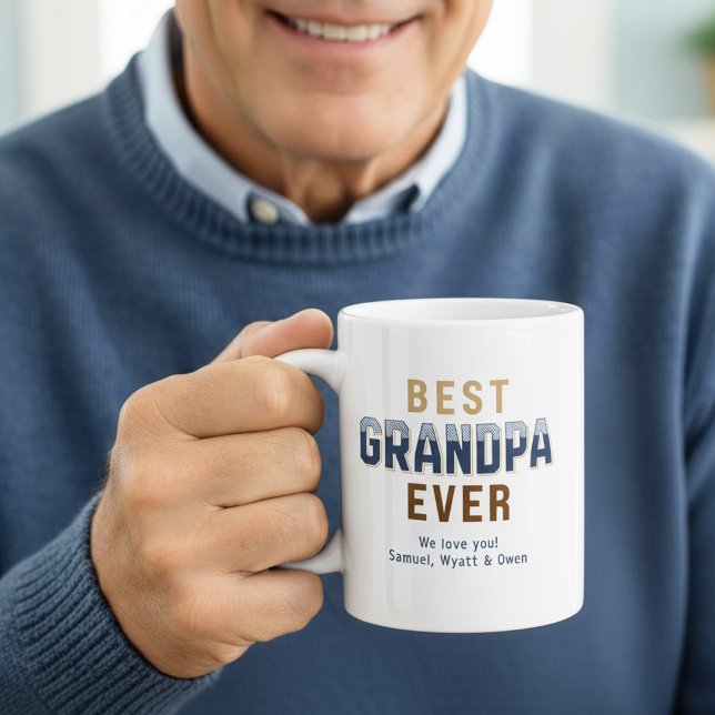 Personalized Typography Design Best Grandpa Ever  Kaffemugg (Skapare uppladdad)