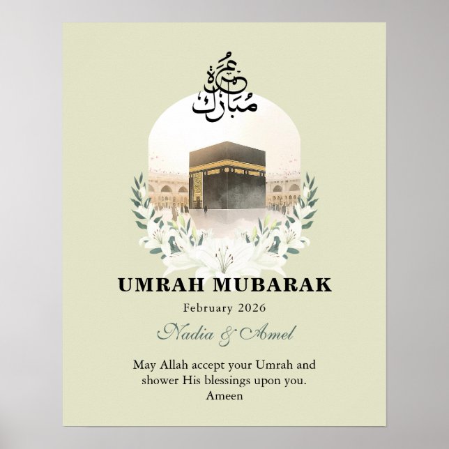 Personalized Umrah Mubarak Gifts & Islamic Wall Ar Poster (Framsidan)