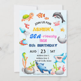 Personalized Under the Sea Downloadable Birthday I Inbjudningar