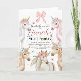 Personalized Unicorn Birthday Invitation Custom  Kort