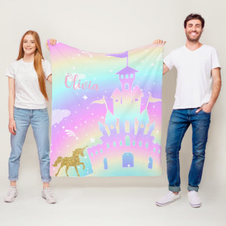 personalized unicorn blanket - girls unicorn gift fleecefilt