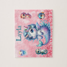 Personalized Unicorn Mermaid Child Name Puzzle Pussel
