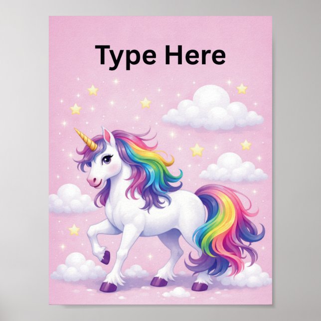 Personalized Unicorn Name Poster (Framsidan)