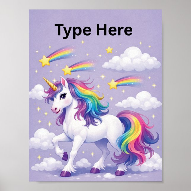 Personalized Unicorn Name Poster – (Purple) (Framsidan)