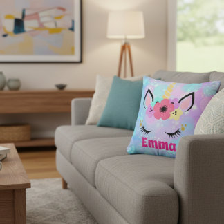 Personalized Unicorn Pillow for Girls – Custom Nam Kudde