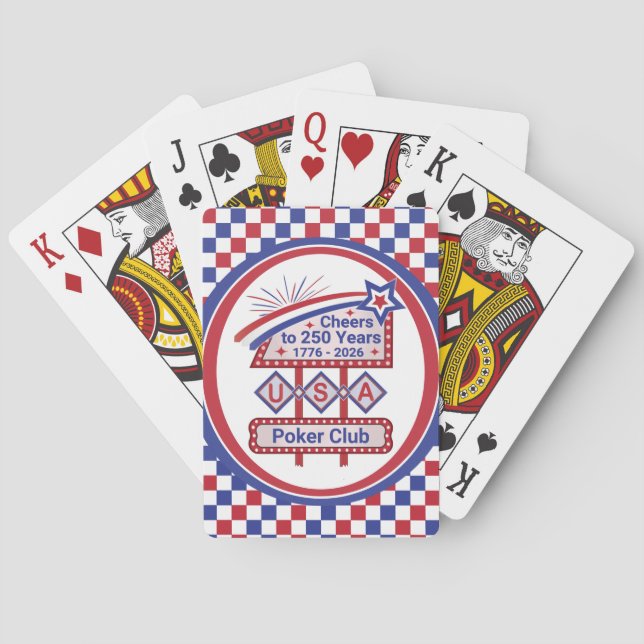 Personalized USA 250–Patriotic Retro Marquee Casinokort (Baksidan)