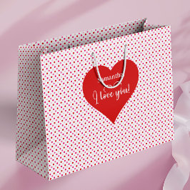 Personalized Valentine Favor Bag I Love You Hearts