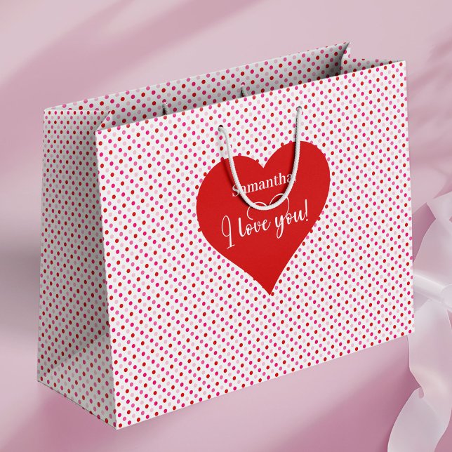 Personalized Valentine Favor Bag I Love You Hearts (Personalized Valentine Favor Bag I Love You Hearts)