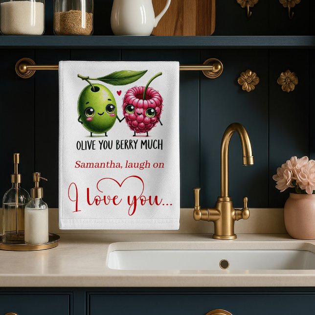 Personalized Valentine Food Pun Kitchen Towel Kökshandduk (Personalized Valentine Food Pun Kitchen Towel)