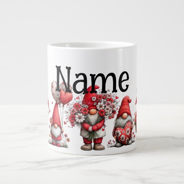 Personalized valentine gnomes jumbo mugg (Framsidan)