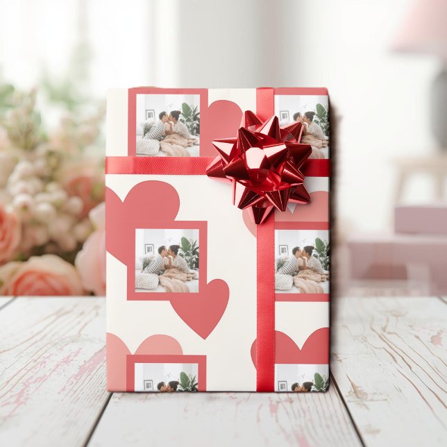 Personalized Valentine Photo Heart Wrapping Paper Presentpapper (Skapare uppladdad)