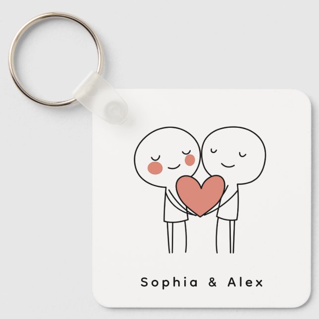 Personalized Valentine’s Couple Matching Keychain Nyckelring (Framsida)