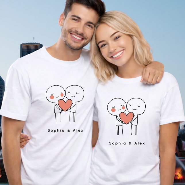 Personalized Valentine’s Couple Matching  T Shirt (Skapare uppladdad)