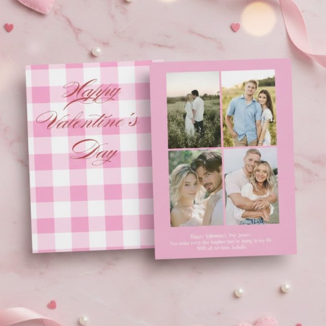 Personalized Valentine’s Day Card with Photo pink Julkort (Skapare uppladdad)