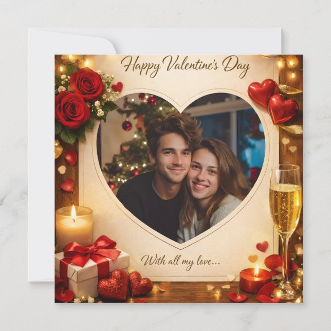 Personalized Valentine’s Day Card your Photo Julkort (Framsida)