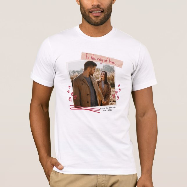 Personalized Valentine T-Shirt with Photo & Names (Framsida)