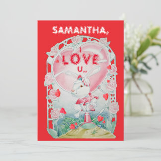 Personalized Valentine's Day Bunny Love Card Julkort