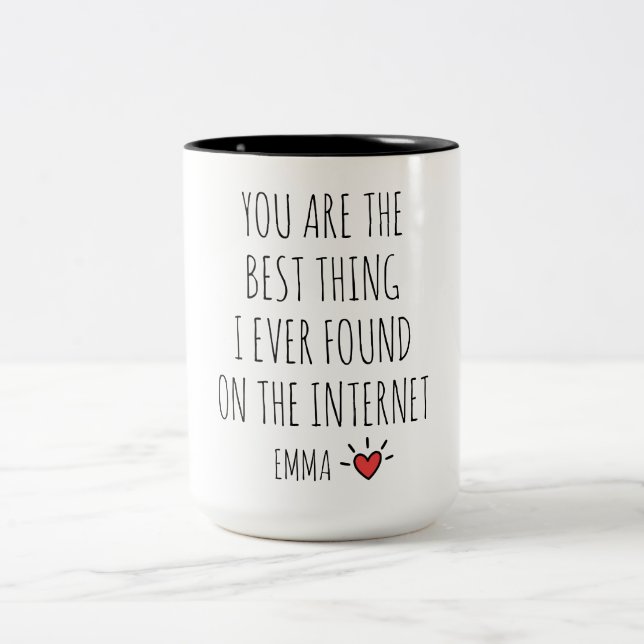 Personalized Valentines Day Mug Funny Gift For Him Två-Tonad Mugg (Center)