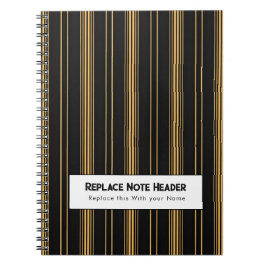 Personalized Vertical Stripe Black Gold Anteckningsbok