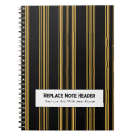 Personalized Vertical Stripe Black Gold Anteckningsbok