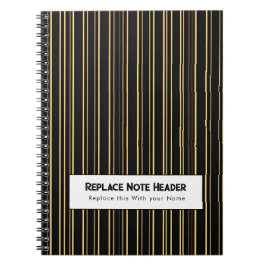 Personalized Vertical Stripe Black Gold Anteckningsbok