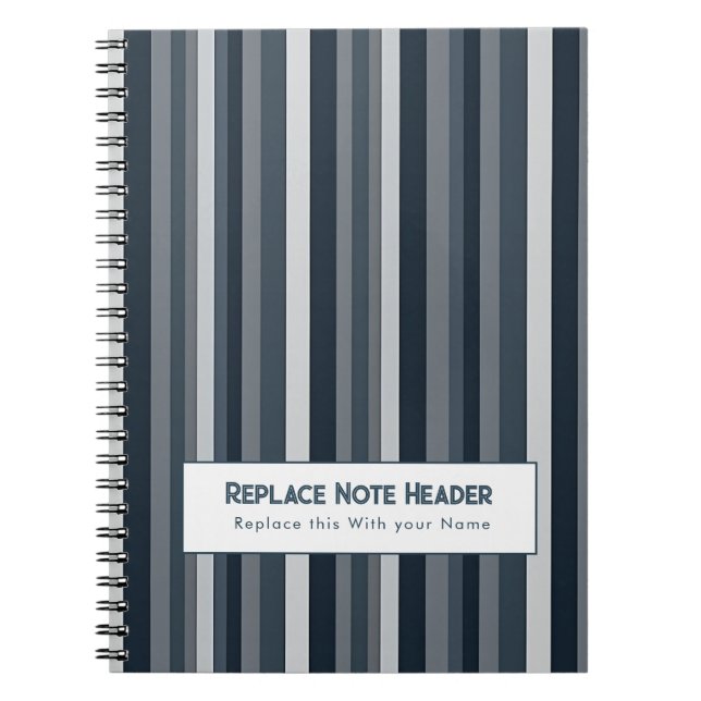 Personalized Vertical Stripe Blue Grey Anteckningsbok (Framsidan)