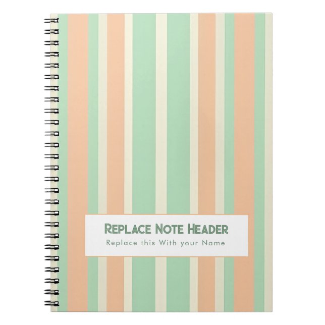 Personalized Vertical Stripe Green Orange Anteckningsbok (Framsidan)