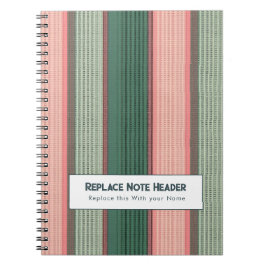 Personalized Vertical Stripe Green Pink Anteckningsbok