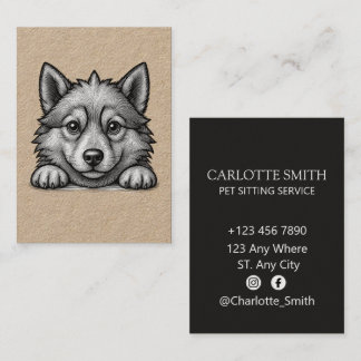 Personalized Veterinarian Husky Sketch Visitkort
